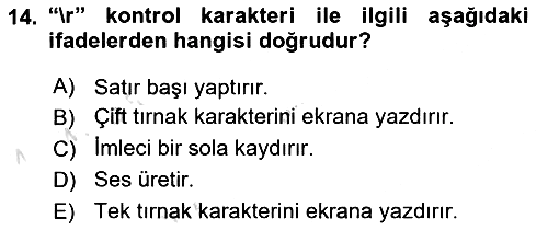 Bilgisayar Ve Programlamaya Giriş 2021-2022 Yaz Okulu Sınavı - 14. soru