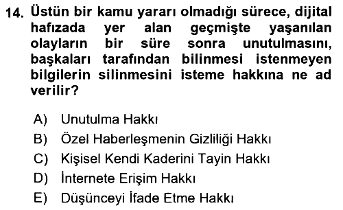 Bilişim Hukuku 2018-2019 Dönem Sonu Sınavı - 14. soru