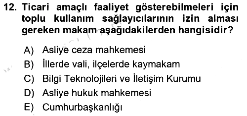 Bilişim Hukuku 2025-2026 Yaz Okulu Sınavı - 12. soru