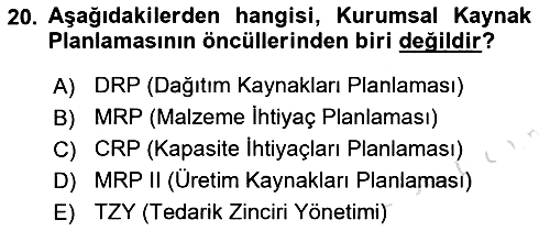 Bilişim Sistemleri 2021-2022 Ara Sınav - 20. soru
