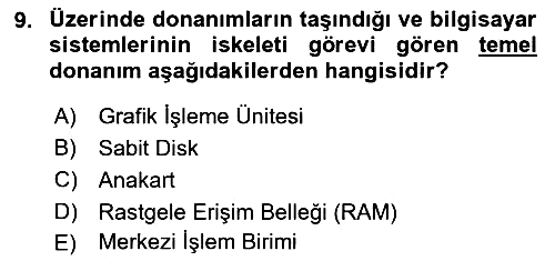 Bilişim Teknolojileri 2021-2022 Ara Sınav - 9. soru