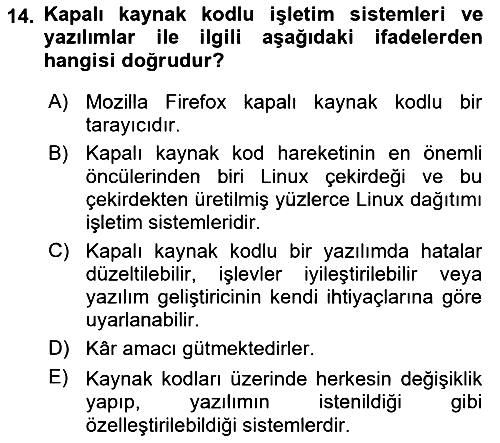 Bilişim Teknolojileri 2021-2022 Ara Sınav - 14. soru