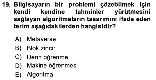 Dijital Dönüşüm 2023-2024 Dönem Sonu Sınavı - 19. soru