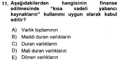 Finansal Tablolar 2017-2018 3 Ders Sınavı - 11. soru