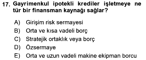 Finansal Tablolar 2017-2018 3 Ders Sınavı - 17. soru