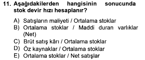Finansal Tablolar 2012-2013 Ara Sınav - 11. soru