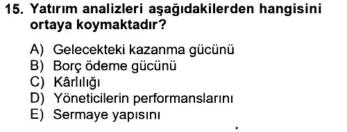 Finansal Tablolar 2012-2013 Ara Sınav - 15. soru