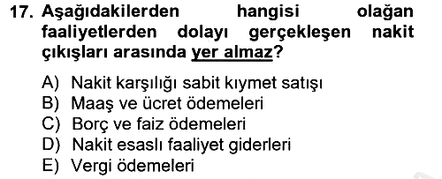 Finansal Tablolar 2012-2013 Ara Sınav - 17. soru