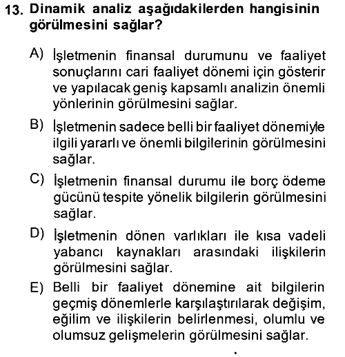 Finansal Tablolar 2014-2015 Ara Sınav - 13. soru