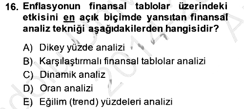 Finansal Tablolar 2014-2015 Ara Sınav - 16. soru