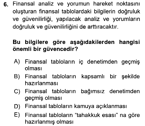 Finansal Tablolar 2015-2016 Ara Sınav - 6. soru