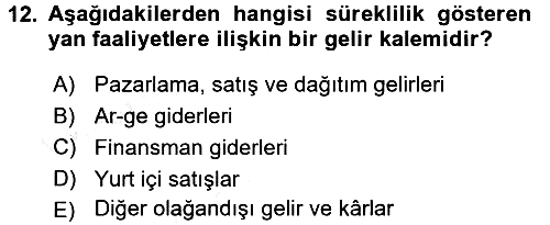 Finansal Tablolar 2015-2016 Ara Sınav - 12. soru