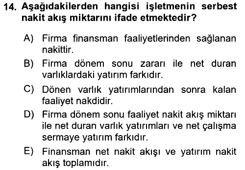 Finansal Tablolar 2015-2016 Ara Sınav - 14. soru