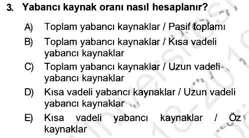 Finansal Tablolar 2018-2019 Ara Sınav - 3. soru