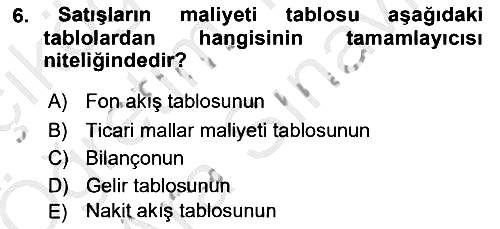 Finansal Tablolar 2018-2019 Ara Sınav - 6. soru