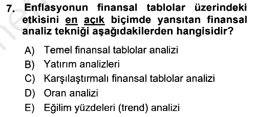 Finansal Tablolar 2018-2019 Ara Sınav - 7. soru
