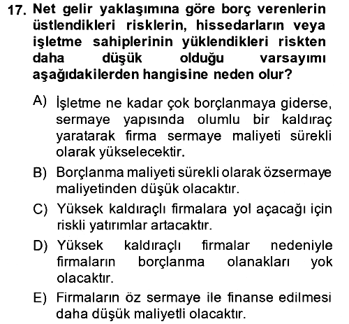 Finansal Tablolar 2014-2015 Dönem Sonu Sınavı - 17. soru