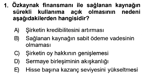 Finansal Tablolar 2018-2019 Dönem Sonu Sınavı - 1. soru