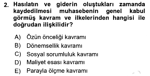 Finansal Tablolar 2025-2026 Yaz Okulu Sınavı - 2. soru