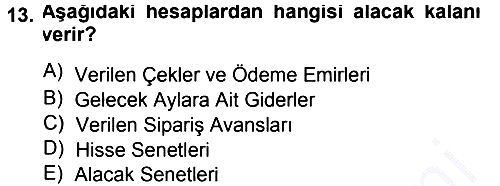 Genel Muhasebe 2013-2014 Ara Sınav - 13. soru