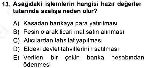 Genel Muhasebe 2014-2015 Ara Sınav - 13. soru