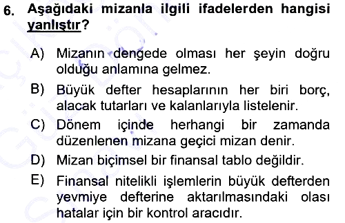 Genel Muhasebe 2015-2016 Ara Sınav - 6. soru