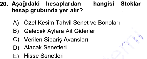 Genel Muhasebe 2015-2016 Ara Sınav - 20. soru
