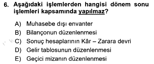 Genel Muhasebe 2019-2020 Ara Sınav - 6. soru