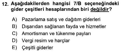 Genel Muhasebe 2022-2023 Dönem Sonu Sınavı - 12. soru