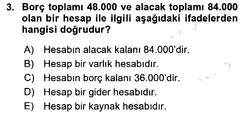 Genel Muhasebe 2025-2026 Dönem Sonu Sınavı - 3. soru