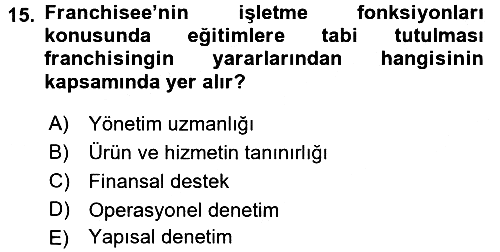 Girişimcilik ve İş Kurma 2017-2018 3 Ders Sınavı - 15. soru