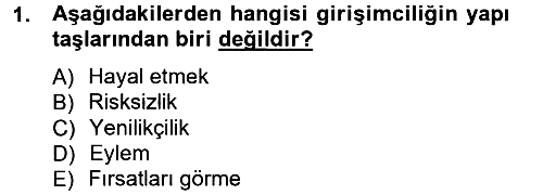 Girişimcilik ve İş Kurma 2012-2013 Ara Sınav - 1. soru