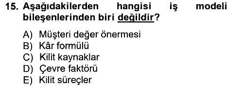 Girişimcilik ve İş Kurma 2012-2013 Ara Sınav - 15. soru