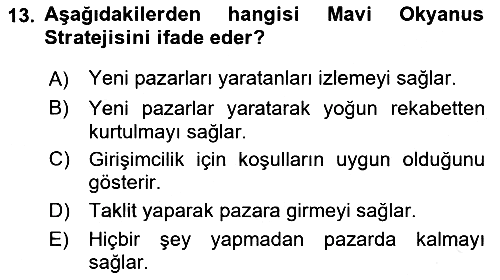 Girişimcilik ve İş Kurma 2018-2019 Ara Sınav - 13. soru