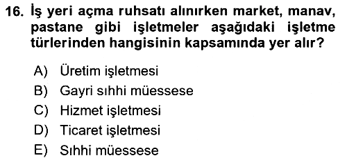 Girişimcilik ve İş Kurma 2015-2016 Dönem Sonu Sınavı - 16. soru