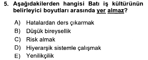 Girişimcilik ve İş Kurma 2015-2016 Tek Ders Sınavı - 5. soru