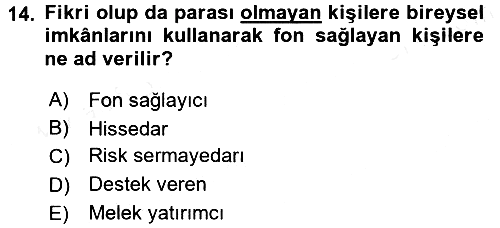 Girişimcilik ve İş Kurma 2015-2016 Tek Ders Sınavı - 14. soru