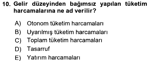 İktisada Giriş 2017-2018 3 Ders Sınavı - 10. soru