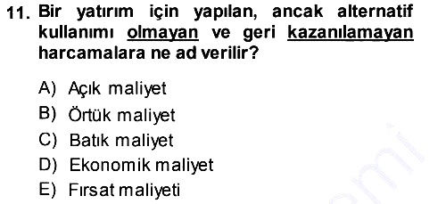 İktisada Giriş 2014-2015 Ara Sınav - 11. soru