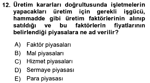 İktisada Giriş 2016-2017 Ara Sınav - 12. soru