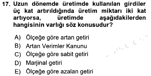 İktisada Giriş 2016-2017 Ara Sınav - 17. soru