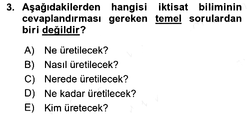 İktisada Giriş 2018-2019 Ara Sınav - 3. soru