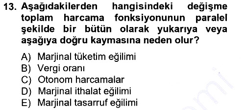 İktisada Giriş 2012-2013 Dönem Sonu Sınavı - 13. soru
