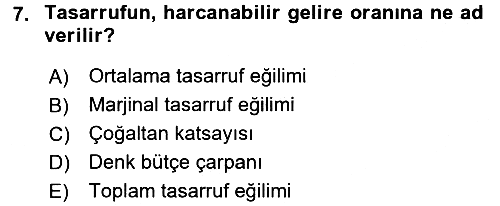 İktisada Giriş 2017-2018 Dönem Sonu Sınavı - 7. soru