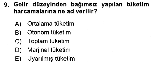 İktisada Giriş 2021-2022 Dönem Sonu Sınavı - 9. soru