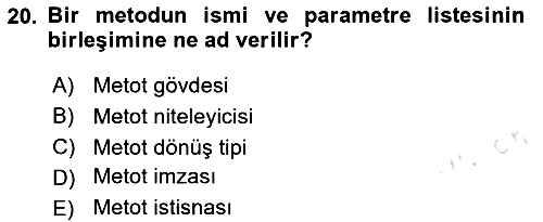İleri Programlama 2025-2026 Ara Sınav - 20. soru