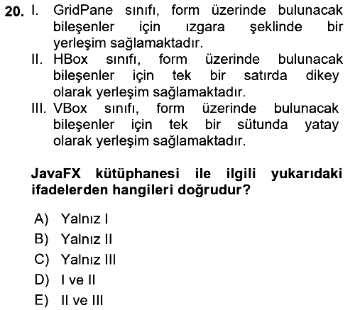İleri Programlama 2018-2019 Dönem Sonu Sınavı - 20. soru