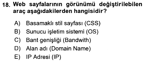 İnternet Ve Web Programlama 2018-2019 Dönem Sonu Sınavı - 18. soru