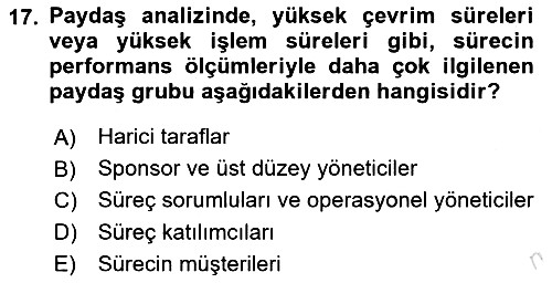 İş Süreçleri Yönetimi 2021-2022 Ara Sınav - 17. soru