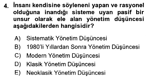 İş Süreçleri Yönetimi 2020-2021 Yaz Okulu Sınavı - 4. soru